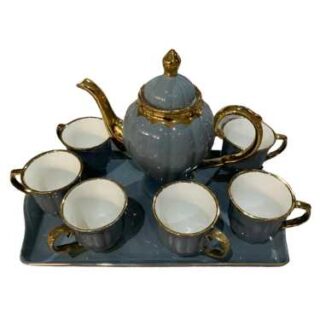China Mall Online Shop - 895 8 Pieces Grey and Gold Modern Tea Set