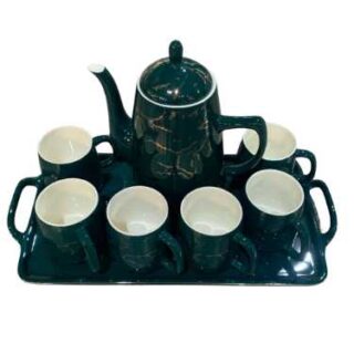 China Mall Online Shop - 895 8 Pieces Elegant Emerald Green and Gold Modern Tea Set