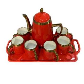 China Mall Online Shop - 895 8 Pieces Elegant Red and Gold Modern Tea Set