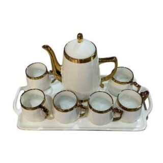 8 Pieces White Lavish and Gold Modern Tea Set