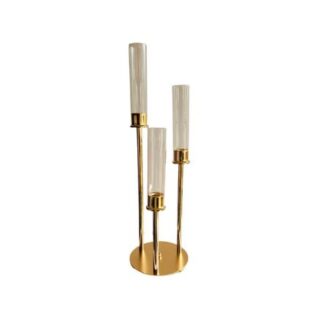 China Mall Johannesburg 3 Gold and Glass Candle Stand Holder, Wedding Decoration Clearance Candlestick , Table Decoration Centerpiece 52cm, 42cm, and 32cm 360 435 (1)