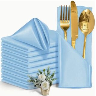 40cm Sky Blue Square Dinner Napkins - Baby Blue Cloth Serviette
