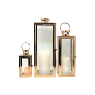 3pieces Gold Morden Design Candle Lantern - Holder