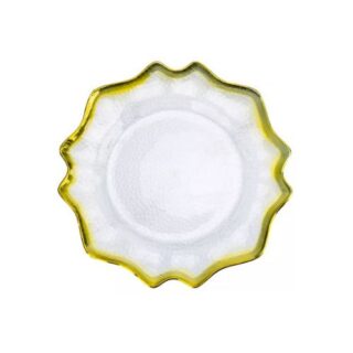 33cm Transparent and Gold Trim Underplate/Placemat