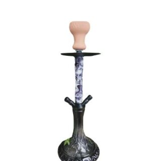 2 Pipes Black Smoke Glass Hookah Hubbly