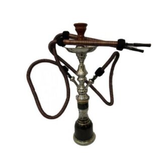 2 Pipes Medium Egyptian Black Smoke Glass Hookah Hubbly