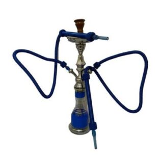 2 Pipes Medium Egyptian Blue Smoke Glass Hookah Hubbly