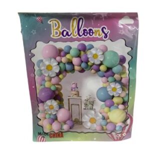 _140 100 Daisy Balloon Garland Arch Kit, White & Macaron Pastel Balloons & Daisy Flowers Decor Latex Balloons (1)