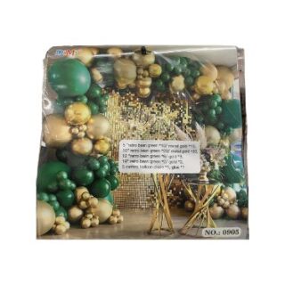 _150 Emerald Green and Gold Latex Ballons and glue
