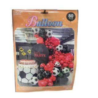 _165 80 Red Black Soccer Balls Arch Decor Latex Balloons