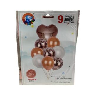 9 Rose Gold and White Love Latex Confetti Balloons 
