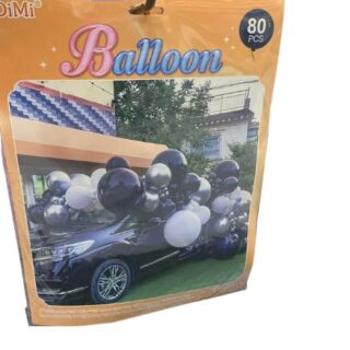 _80 Black White Silver Latex Confetti Party Balloons