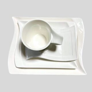 Semmi Fashion Store Johannesburg White Porcelain 24 Pieces Laxurious Square and Wavy Cup Set 785