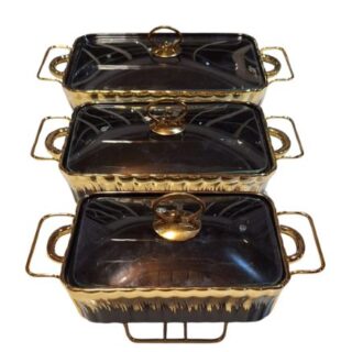 Semmi Fashions Store Johannesburg Lavish Black and Gold Food Warmers Set of 3 875