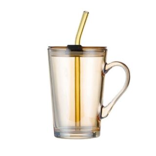 Semmis Fashions Store Johannesburg Amber Glass Mug with Bamboo Lid and Straw R85