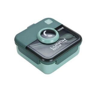 Green 1000ml Two-Compartment Portable Lunch Box Spoon and Fork Set