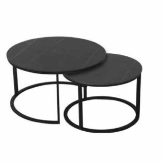 All Black Marble Modern Nordic Nesting Coffee Table
