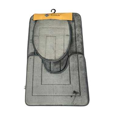 3Pieces Grey Bathroom Mat Set