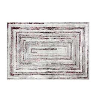 Rug/Carpet - Durable Maroon, Grey and White Bedroom/Lounge Mat